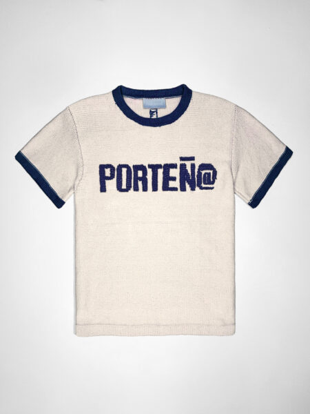Hand-Printed Knitted T-shirt Porteñ@